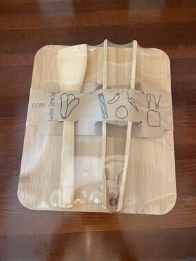 New Core Bamboo Bamboo Serve Set Serving Board Spatula Tongs Sealed